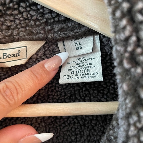 L.L. Bean Faux Suede Sherpa Jacket XL • Brown Cozy Cabin-Core Winter Coat - Picture 7 of 10